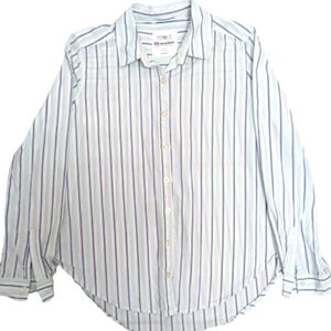 Bluenotes women's pastel boyfriend fit striped button down shirt size small